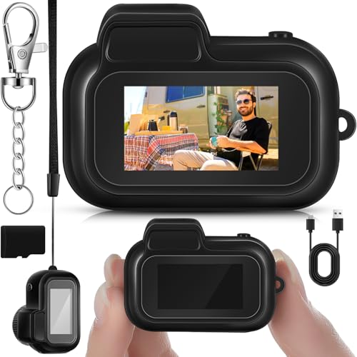 Relaxweex Mini Keychain Camera 1080p Small Nostalgia Retro Camera 100 Mins Battery Life Portable Micro Video for Photo Video Travel Study Recording(64gb)