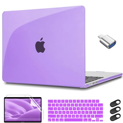 Coque MacBook Air 15 A2941 violette évite les rayures avec son film écran