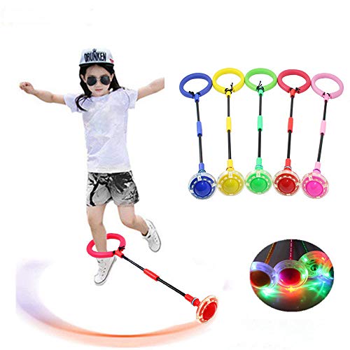 GOBEAUTY Exquisite Fun LED Toy Flashing Jumping Foldable Ring Colorful Ankle Skip Jump Ropes Sports Swing Ball Child Plastic Sport Toys