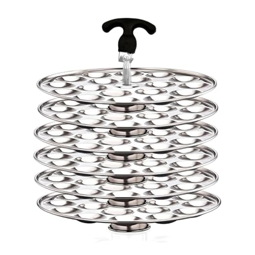 Image of Royal Stainless Steel 6 Mini Idli Plates | Mini Idli Stand | Mini Idli Maker 108 Idlies With Stand & Lifter, Silver