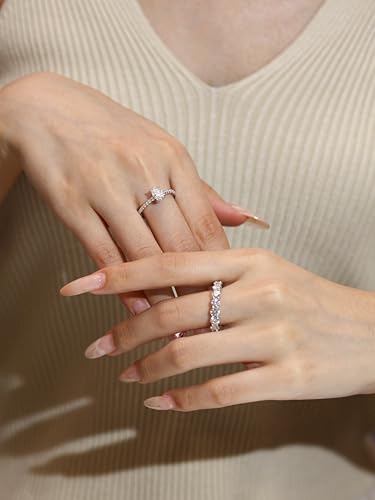 Solitaire Engagement Rings 1ct Moissanite Ring for Women, 7 * 5MM Oval Shape, D Color VVS1 Simulated Diamond Wedding Promise Proposal Ring for Wife birthday gift, All Size3