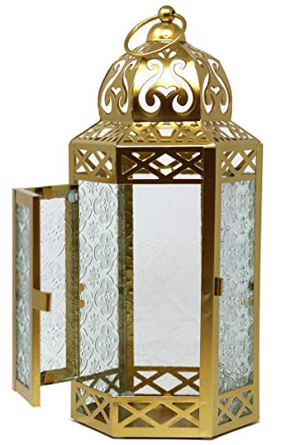 Vela Lanterns Gold Metal Decorative Moroccan Lantern Candle Holder Lamp for Indoor or Outdoor Home Decor Large - Image 3