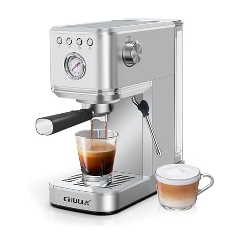 CHULUX Kompatto Espresso Machine 20 Bar with Milk Frother, Stainless Steel Automatic Espresso Coffee Machine for Home Latte & Cappuccino Maker, 40oz Removable Water Tank, 1350W Cover