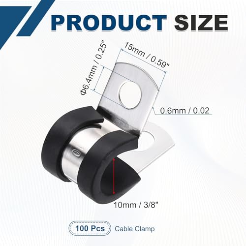 Serre-câble en acier inoxydable avec caoutchouc EPDM isolant de 10 mm | 100 pcs - 3