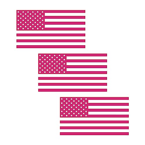 Image of American US Flag [Pick Color /Size] Vinyl Decal Sticker for Laptop /Car /Truck /Window /Bumper (5in x 2.8in [3-Pack], Matte Hot Pink)