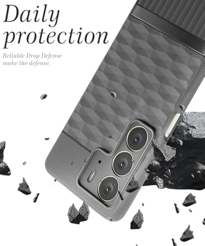 Image of WOW IMAGINE Back Cover for Realme C75 | Realme C73 | Narzo 80 lite 5G | P3 Lite 5G | with Hexa Cube Design | Ultra Slim Soft Rubberised Case | Inner Velvet Fabric | Matte Silicone Flexible Case - Grey