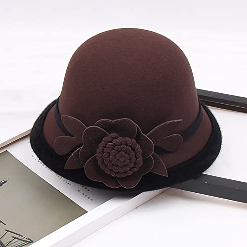 SRZYMJ B Hochzeitshut Vintage 50er Jahre Damen Chic Capeline Kirche Elegant Fascinator Hut Sonnenhut mit Schleier Band aus Netzstoff Feder Blumen für Cocktail Braut Zeremonie Sonnenhut