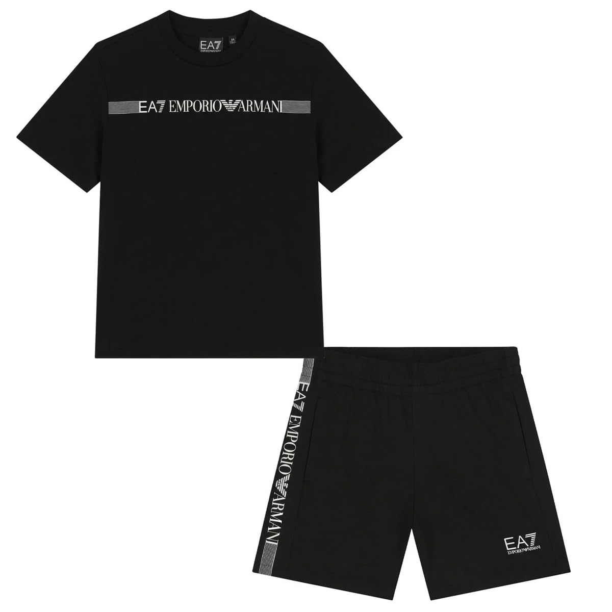Emporio Armani EA7 7B000267 Logo Series Set aus T-Shirt und Shorts aus Baumwolljersey für Kinder und Jugendliche