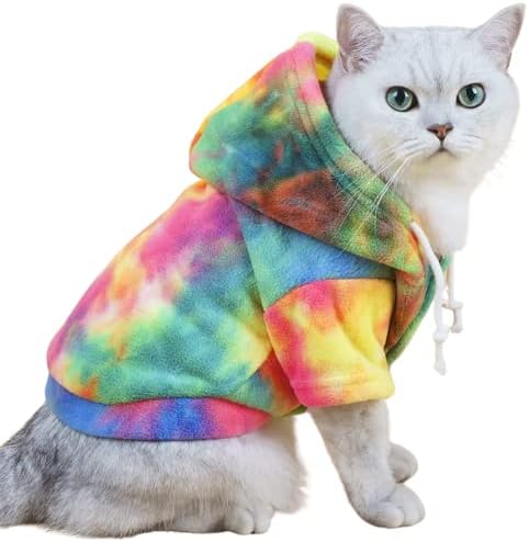 Dog Hoodie, Dog Winter Warm Coat, Tie Dye Sweatshirts Colorful Hoodie for Cats Small Medium Dogs(Color,M)