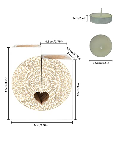 Mandala Style Wooden Candle Holder- Best Friend Birthday Gifts For Women - Female Friendship Gift, Gifts For Mom Bestie Bff, Christmas Valentine's Day Unique Present, Golden Floral Art Pattern #TOP2