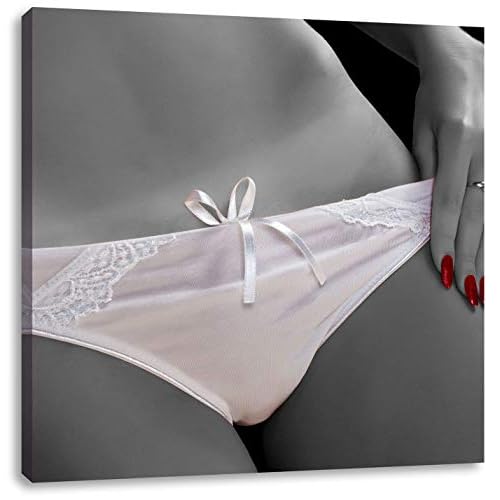 Pixxprint weißes Dessous schwarz/weiß, Format: 60x60 auf Leinwand