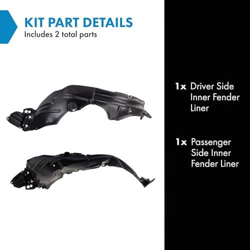 Image of TRQ Inner Fender Liner Set Compatible with 2012-2017 Toyota Yaris TO1248169 TO1248193 TO1248197 TO1249169 TO1249193 TO1249197