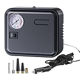 Fauhapyway Compresseur d'air portable 12 V 150 psi, pompe de gonflage de pneu numérique, lumière LED, adaptateurs de buse multiples, équipement de sport de voiture