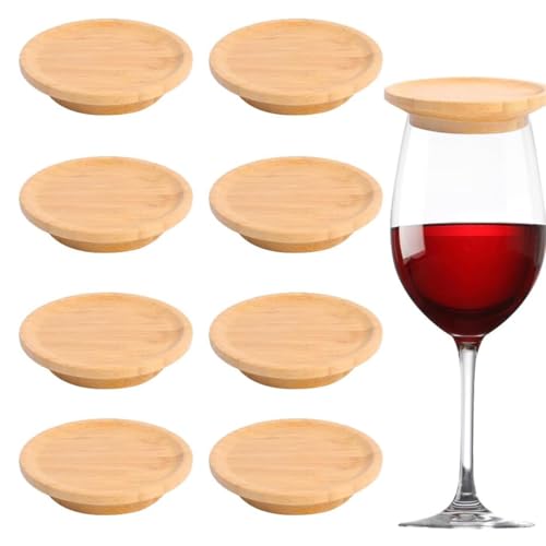 CUEMOON 8 bicchieri da vino Charcuterie Topper, sottobicchieri in legno, per antipasti, feste, dessert