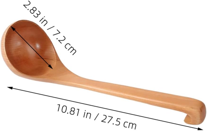 Wooden Soup Spoon with Long Handle Large Capacity Serving Ladle