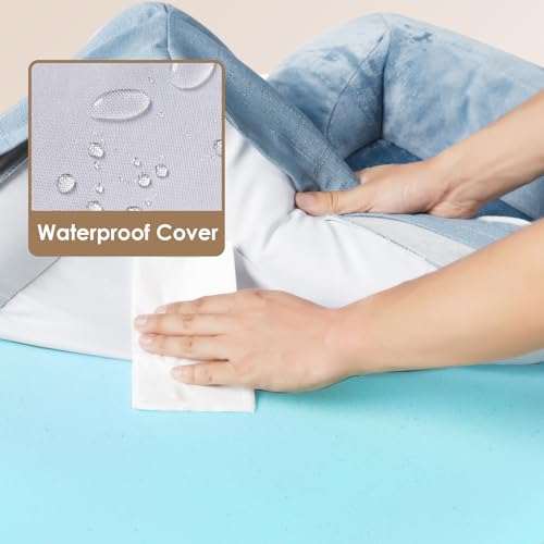 Image of EHEYCIGA Orthopedic Dog Bed for Medium Dogs, Waterproof Memory Foam Medium Dog Beds with Sides, Non-Slip Bottom and Egg-Crate Foam Pet Couch Bed with Washable Removable Cover, Washed Blue