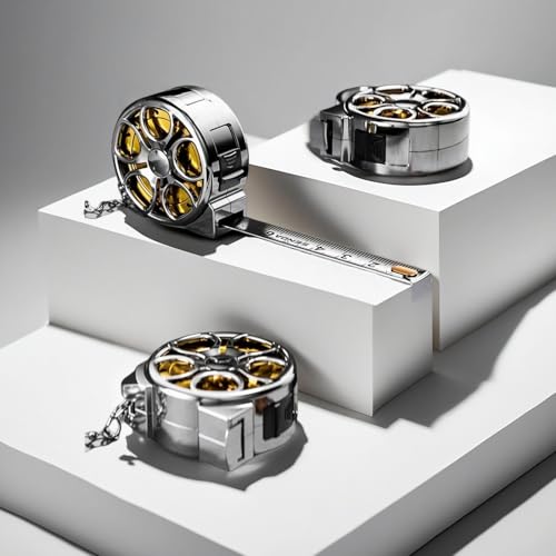 Kompaktes 2m Edelstahl-Maßband Metrisch + Imperiale doppelseitige Skala mit Schlüsselanhänger - Langlebiges, wasserdichtes Mini-Lineal - Ideal für Heimwerker Holzbearbeitungsprojekte (Silber)