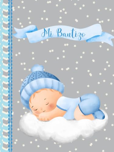 Mi bautizo: Libro firmas y huellas bautizo niño: Libro de invitados y recuerdos bautizo personalizado - Regalo bautizo niño. Album bautizo niño. Album ... niño: libro firmas bautizo niño personalizado
