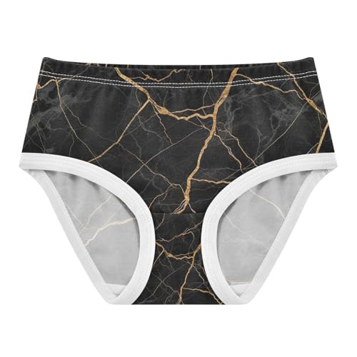 Toddler Girl Panties, Black Marble Gold Vein Cotton Girls Underwear, 2–8 Years