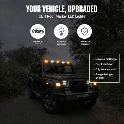 Image of UBH Roof Marker LED Lights For Cars, Trucks, Or Suv 4 X 4 Thar (UFO) ((3AMBER, 2WHITE))