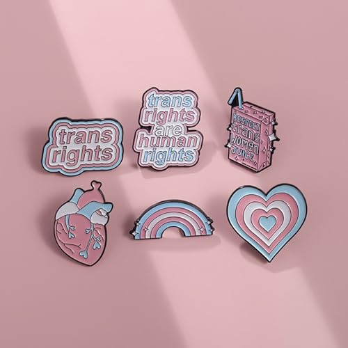 DD-life 6/12 Pcs Trans Rights Are Human Rights Brooch,Transgender Pride Pin,Heart Organ Rainbow Enamel Brooch Pin,Rainbow Pride Pins,Cartoon Milk Box Pin Brooch4