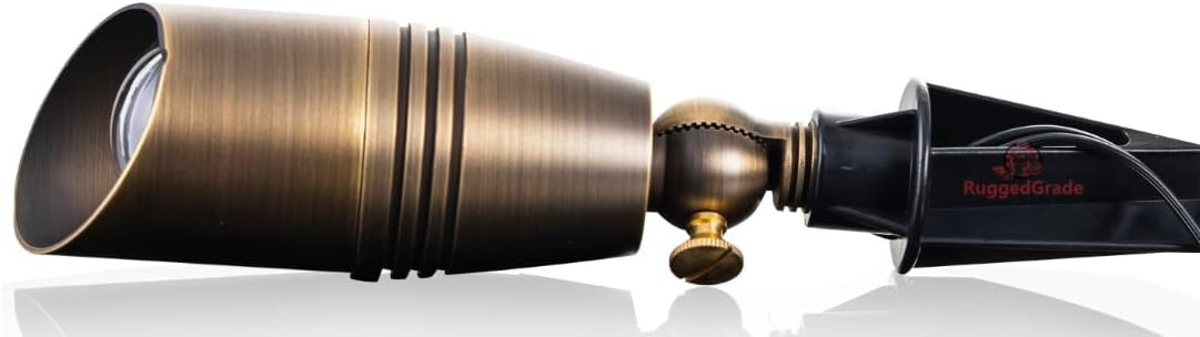 RuggedGrade 5W LED Landscape Light - Lyla S Series - MR16 Bulb Included - 620 Lumens - 12V DC Low Voltage Lighting - Warm White - 27000K/3000K - Solid Brass