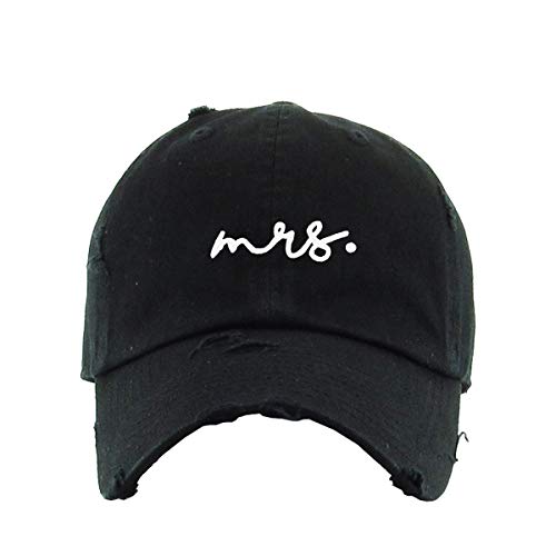 Mrs. Vintage Baseball Cap Embroidered Cotton Adjustable Distressed Dad Hat Black