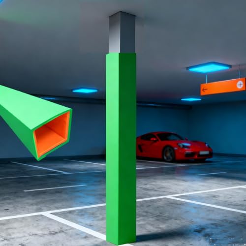 ポール用クッション 高さ152cmのポストパッドラップアラウンド駐車場用、5 6 9 10 11 14 15 17 20 23 25 28 33cmのスクエアロッドマット、丈夫なバスケットボールフープの柱クッション(152cm green,21x21cm)