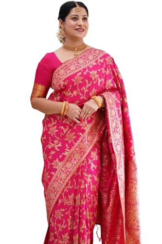 Image of SGF11 Women's Kanjivaram Soft Silk Saree With Blouse Piece