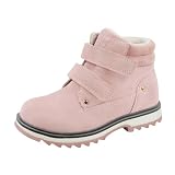 TZJS Kids' Hiking Work Boots for Boys Girls, Waterproof Outdoor Ankle Boots with Hook and Loop (Pink (warm), numeric_10_point_5)