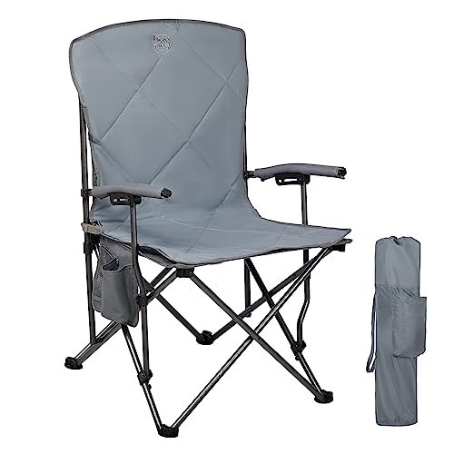 Timber Ridge Folding Removable Seat Padded Lawn Foldable Outdoor Camp Chair For Adults, Supports Up To 300 Lbs, Grey #TOP21