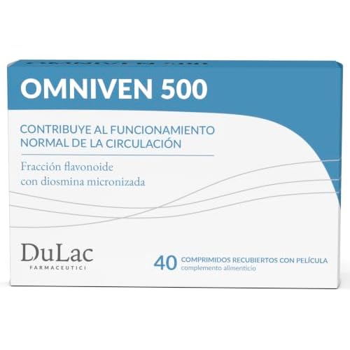 Dulàc - Diosmina Hesperidina 500mg para la Circulación de Piernas Cansadas, Contra Piernas Hinchadas, Varices, Arañas Vasculares, Lipedema, Complemento Alimenticio Omniven 500 40 Comprimidos