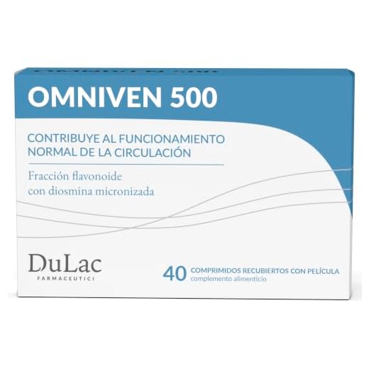 Dulàc - Diosmina Hesperidina 500mg para la Circulación de Piernas Cansadas, Contra Piernas Hinchadas, Varices, Arañas Vasculares, Lipedema, Complemento Alimenticio Omniven 500 40 Comprimidos
