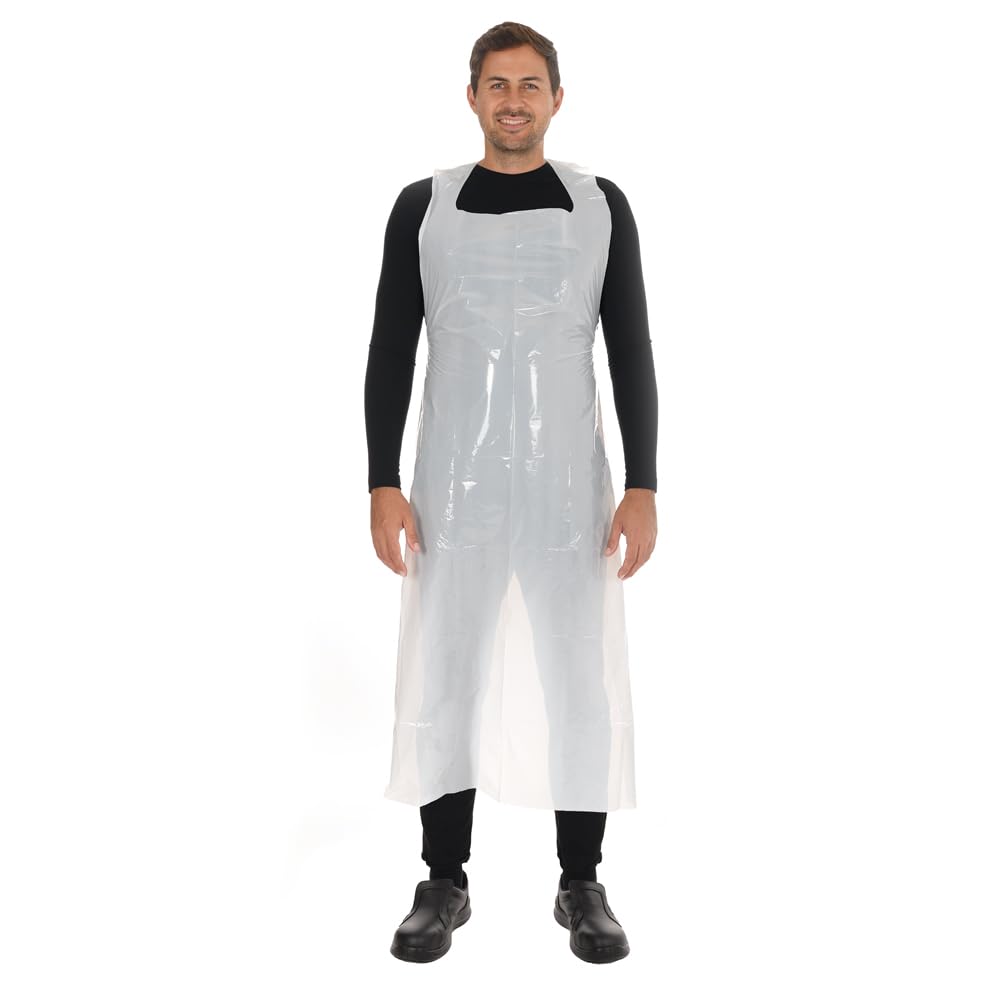 Franz Mensch 500 Stück Hygostar Einwegschürzen geblockt ca. 25 my | LDPE, weiß, 25my, L: 150cm, B: 75cm, Karton, Einwegschürzen, Plastikschürzen, Einmalschürzen