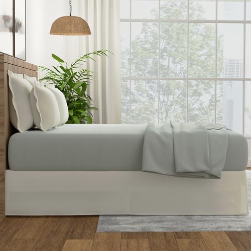 Today's Home Classic Tailored, Microfiber, 14" Drop Length Bed Skirt Dust Ruffle, Twin, Ivory TOH25014IVOR01 - Thumbnail 3