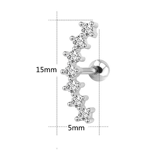 Zs ED275G Curve Seven Stud Cz Stud Earrings 316L Stainless Steel Ear Helix Conch Cartilage Piercing  thumb #1
