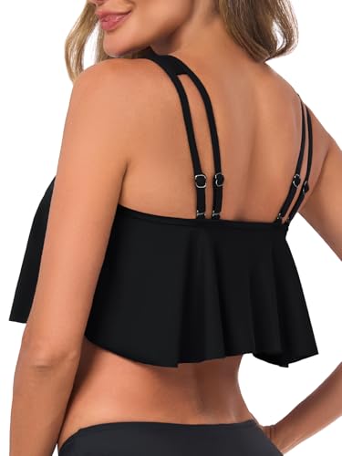 Women's Bikini Top Tankini Tops Push Up Bathing Suit Top Flounce Swimsuit Tops Swim Bra for Large Bust3