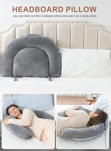 INSEN Reading Pillow, Back Pillow for Sitting in Bed for Reading, Nurse & Relax, Reading Pillow for Adults, Moms & Kids, Sit Up Pillow for Bed, Grey - Image 4