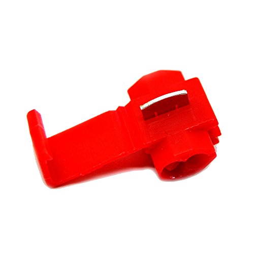 MUYI 100 Pcs Red Electrical IDC 0.5-1.0mm² Wire Connector Double Run or Tap 22-18 AWG (Tap), 18-14 AWG (Run) 0.75x1.26inches. (WxL) 10A Max. Current Flame Retardant One Pack (Red) - Thumbnail 2