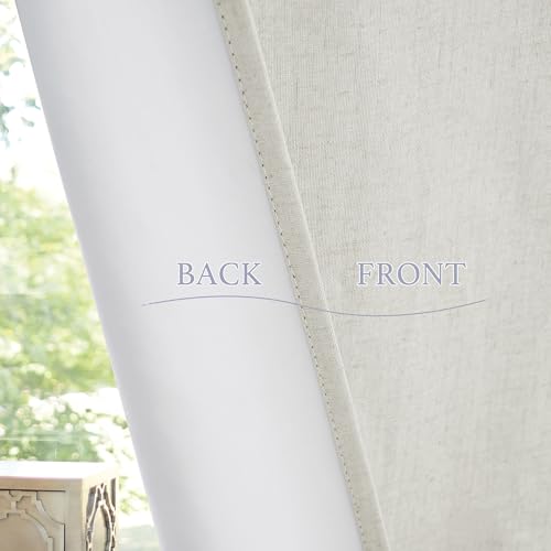 Image of RYB HOME 100% Blackout Tricia Door Curtains, Linen Textured Blend Thermal Insulating Privacy French Door Window Tie Up Shades Sidelight Curtains for Kitchen, W 26 x L 72 inches, Linen, 1 Panel