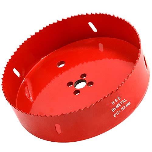 Koopi 6 3/8 inch Hole Saw with Heavy Duty Arbor, 38mm Depth Bi-Metal Hole Cutter, Easily Drilling Wood, Plastic, Plywood, Ceiling, Thin Metal for Recessed Lighting, Can Lights (162mm Dia.) - Thumbnail 6