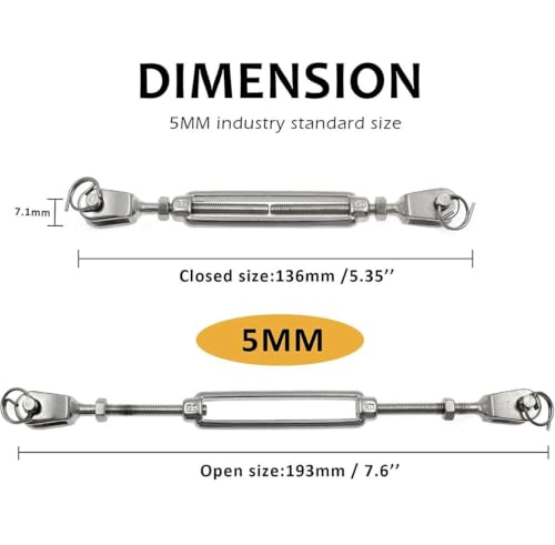 Turnbuckle 2Pcs 304 Stainless Steel Jaw and Jaw Turnbuckles miniatura 2