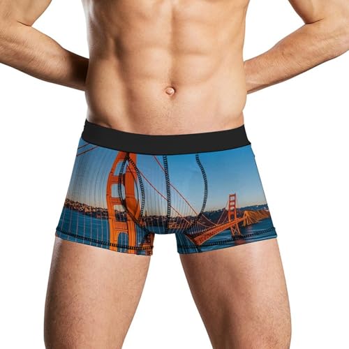 Men's Boxer Briefs Moisture Wicking Underwear San Francisco Bay Bridge Stretch Boxer Brief Breathable Men's Underwear