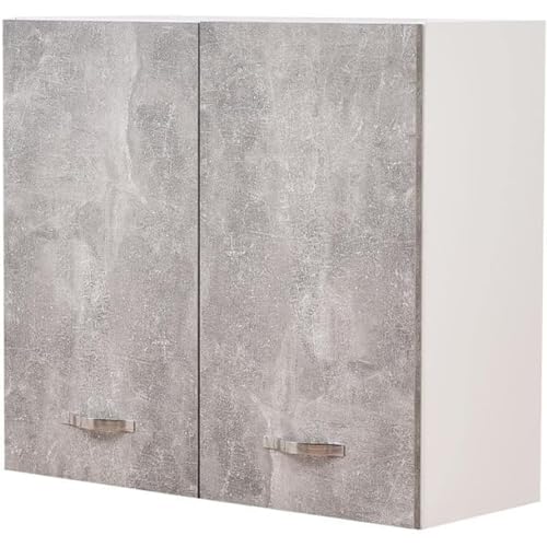 Shally Dogan Armario Colgante de Cocina de Pared, Armario Colgante de Madera con Dos Puertas, 1 Estante y 2 Compartimentos, Armario de Pared Espacioso y Resistente, Dimensiones 80 x 32 x 72 cm (Gris)