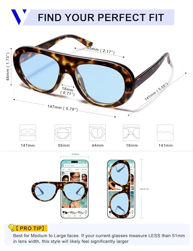 Image of VANLINKER Oversized Retro Aviator Sunglasses for Women Men Chic 70s Vintage Style Trendy 2026 Chunky Sun Glasses VL9865