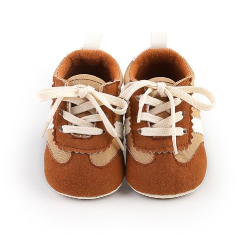 Image of HsdsBebe Baby Boys Girls Pu Leather Hard Bottom Walking Sneakers Toddler Rubber Sole First Walkers Infant Cartoon Slippers Crib Shoes