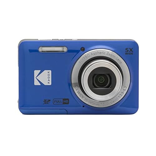 KODAK PIXPRO FZ55-BL 16MP Digital Camera 5X Optical Zoom 28mm Wide Angle 1080P Full HD Video 2.7″ LCD Vlogging Camera (Blue)