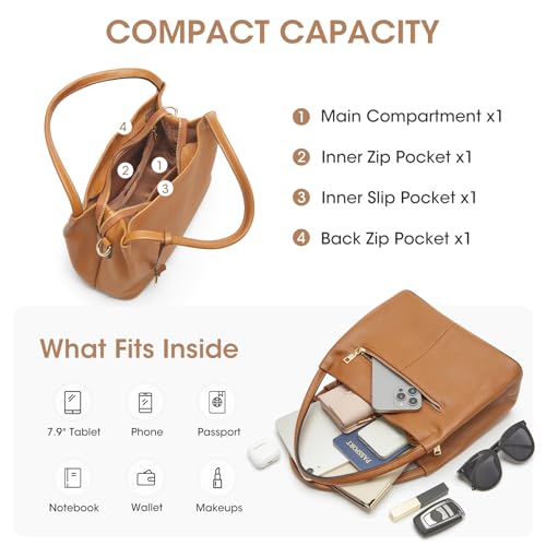 Image of Kattee Leather Purses for Women,Small Crossbody Bags for Women Trendy,Top Handle Handbags Satchel Bag with Adjustable Strap