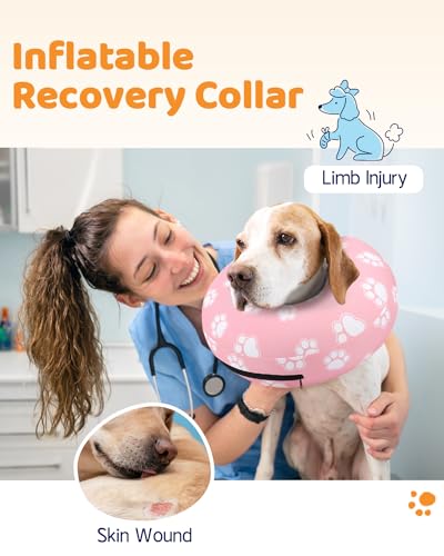 Image of Supet Inflatable Dog Cone Collar for Large Medium Small Dogs, Soft Cone Collar for Dogs Cats, ECollar Doggie Neck Donut Dog Cone Alternative After Surgery