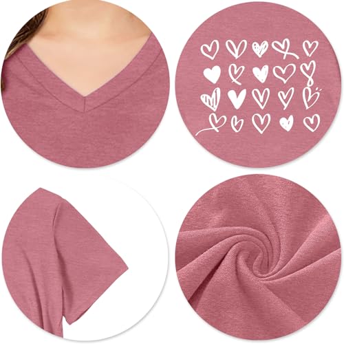 Image of LAZYCHILD Kids Valentine Shirt Girls Valentines Day Shirts Heart Graphic Long Sleeve Striped Tee Tops 5-14 Years
